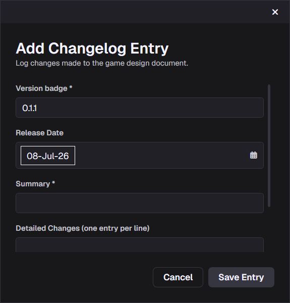 Add Entry Dialog